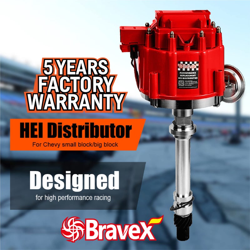 Bravex STEINBRÃœCKE High Performance Red Cap HEI Distributor for Chevy gm SBC 283 305 307 327 350 400 BBC 454 396 427 Small/Big Block 65k coil 7500RPM - Image 2